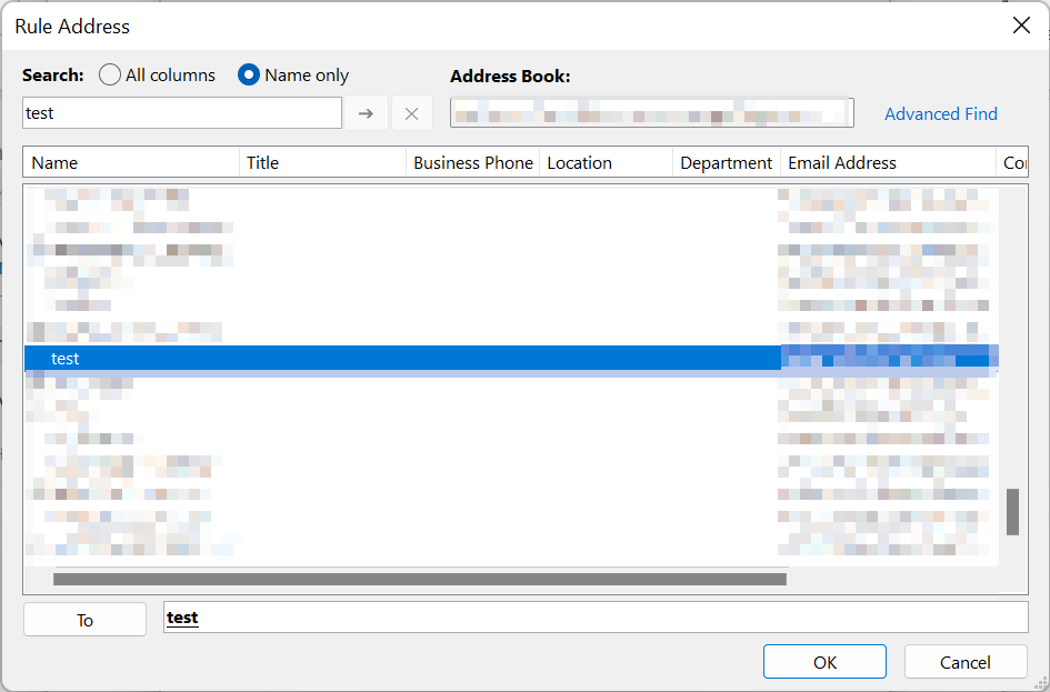 Outlook 365: Rules Wizard – Address book Outlook 365: Rules Wizard – Address book