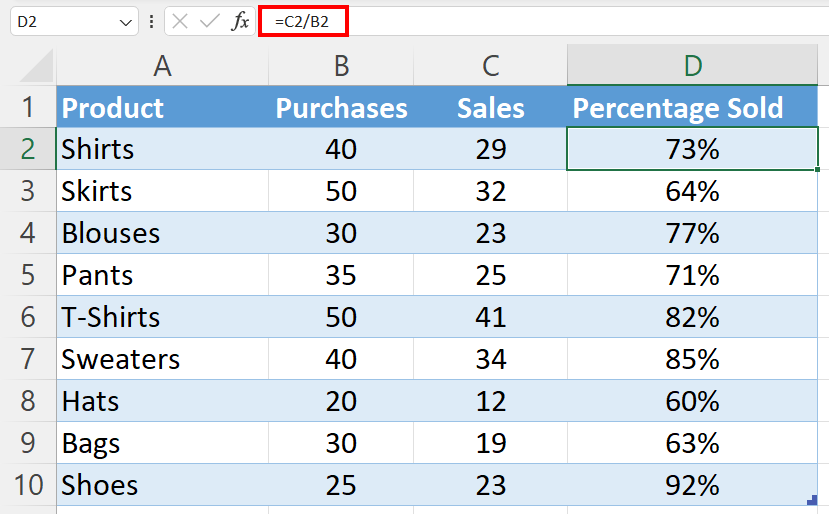 How to use the percentage formula in Excel IONOS