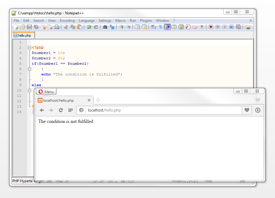 The language construct else in the application The language construct else in the application