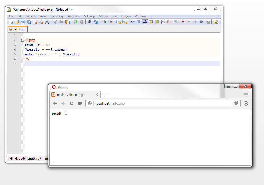 Pre-decrement the number 0 Pre-decrement the number 0