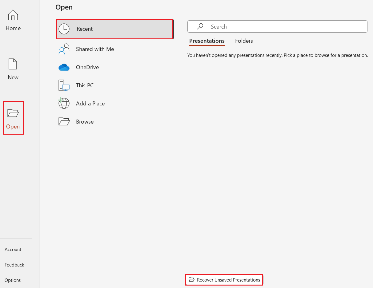 How to recover an unsaved PowerPoint presentation