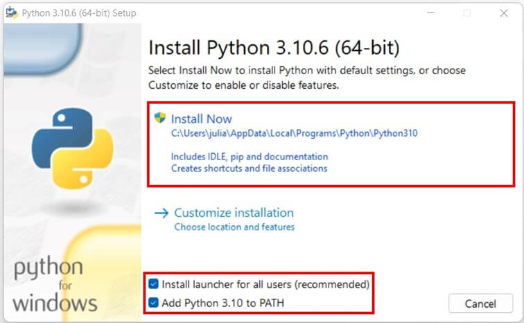 Install Python for Windows