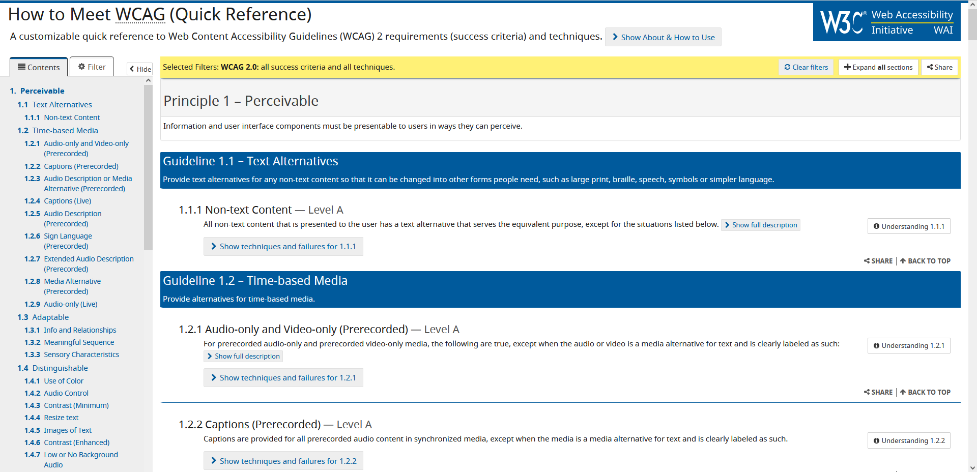 Quick reference of WCAG 2 recommendations Quick reference of WCAG 2 recommendations