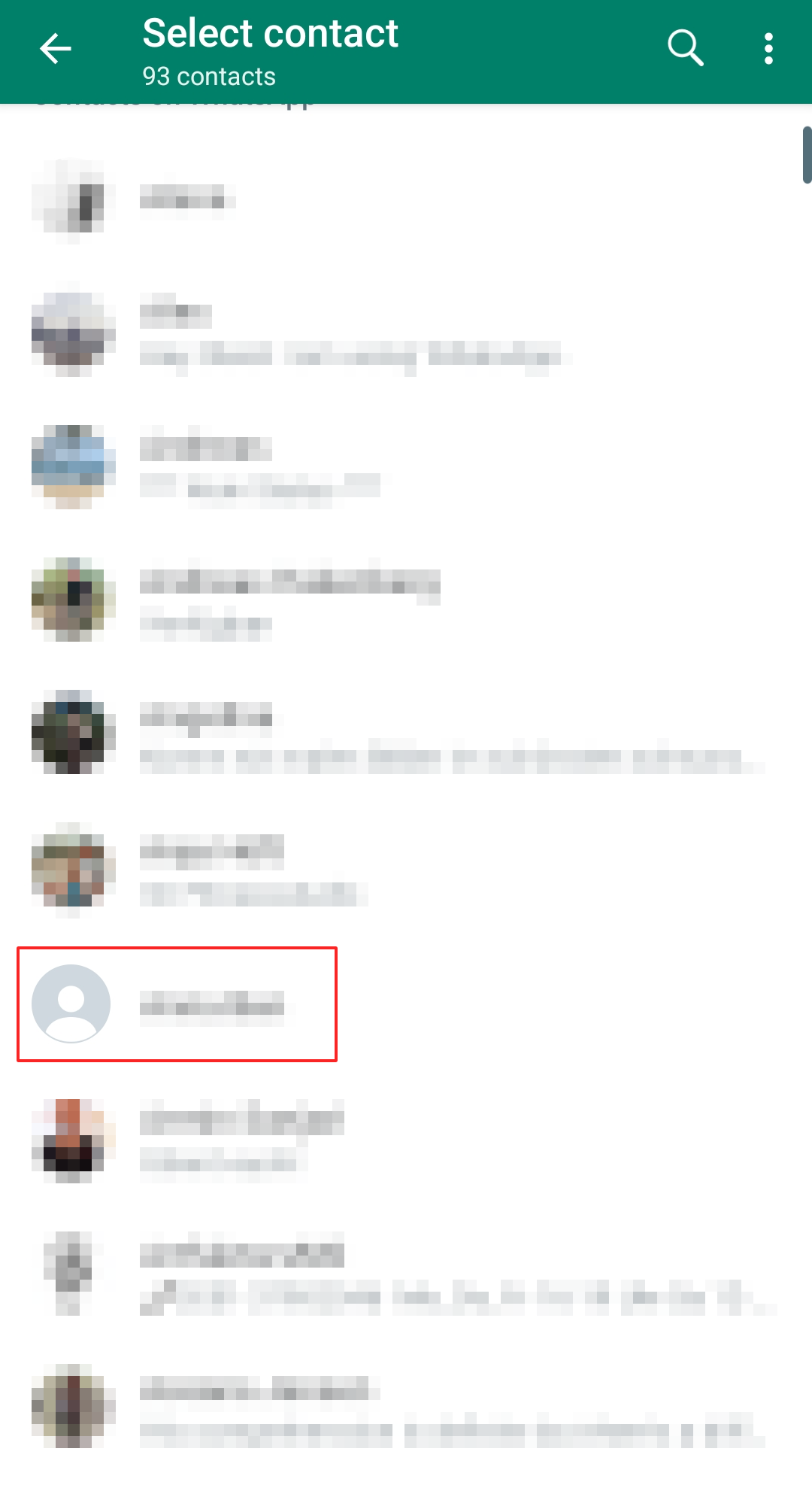Screenshot of a contact without a profile picture