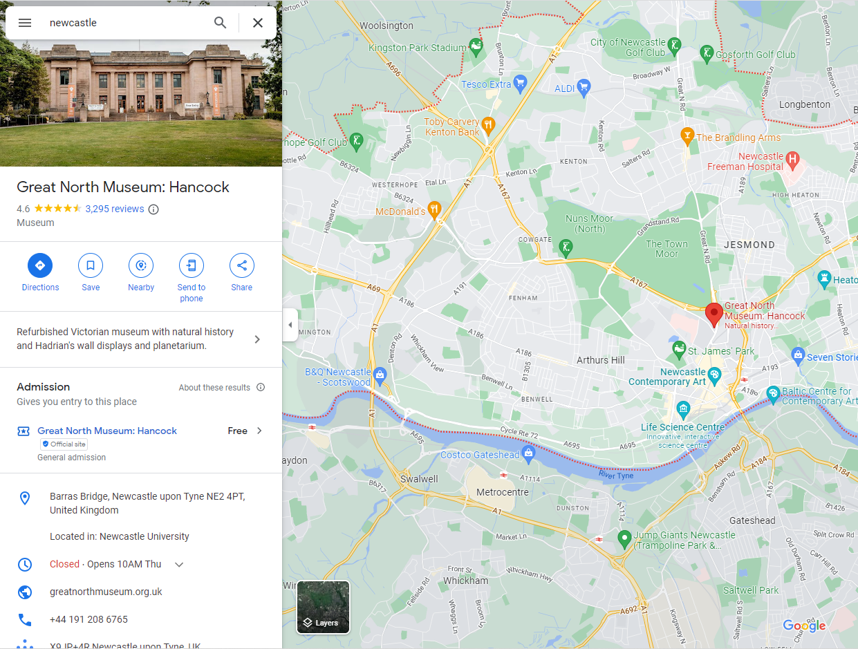 Screenshot of detailed view of a location in Google Maps Screenshot of detailed view of a location in Google Maps