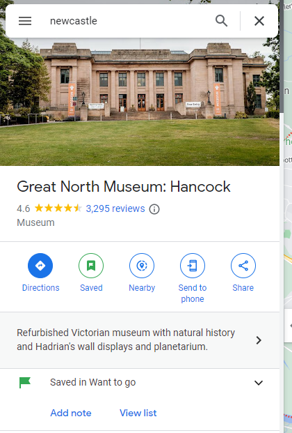 Screenshot of location details in Google Maps Screenshot of location details in Google Maps