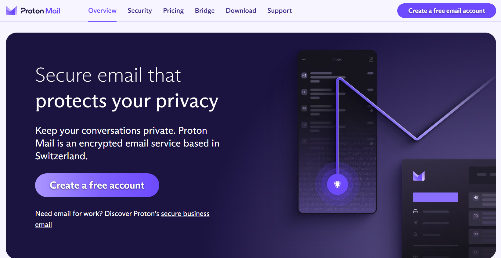 Screenshot of ProtonMail
