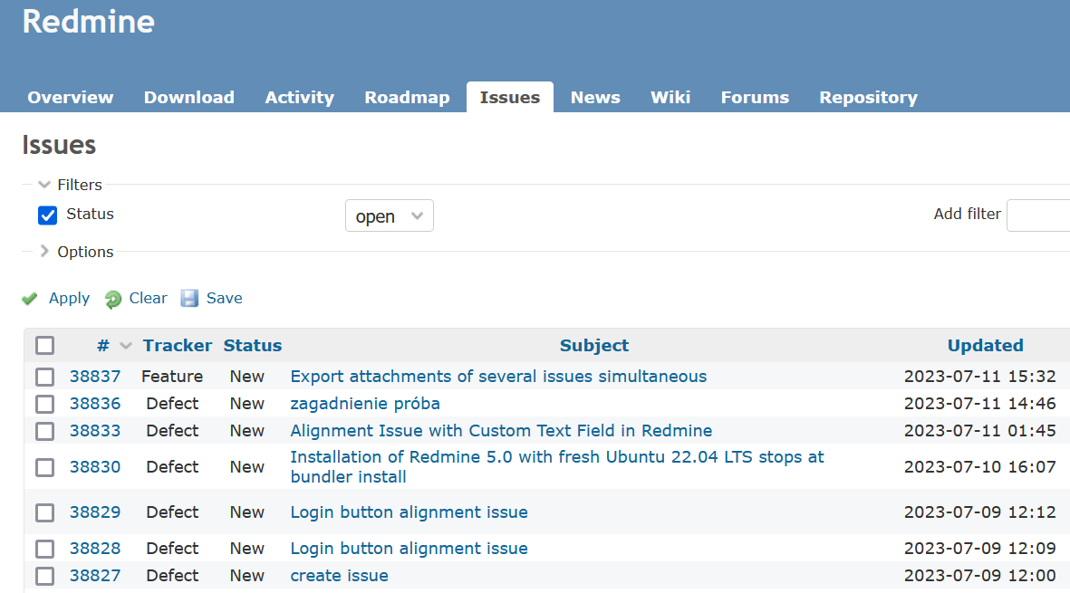 Redmine screenshot