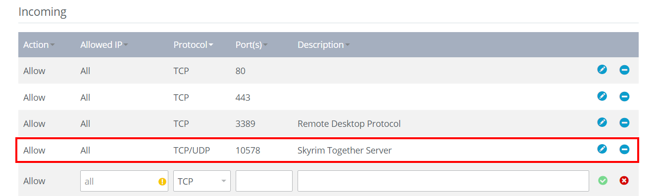Skyrim Together server: Port sharing in IONOS Cloud Panel