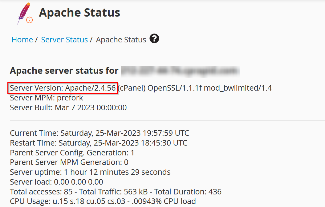 WebHost Manager: Apache Server Status