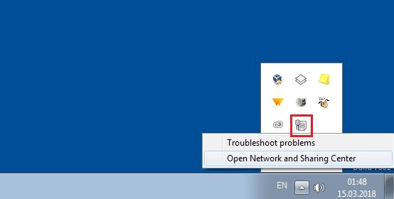 Windows 7: Network symbol in the system tray