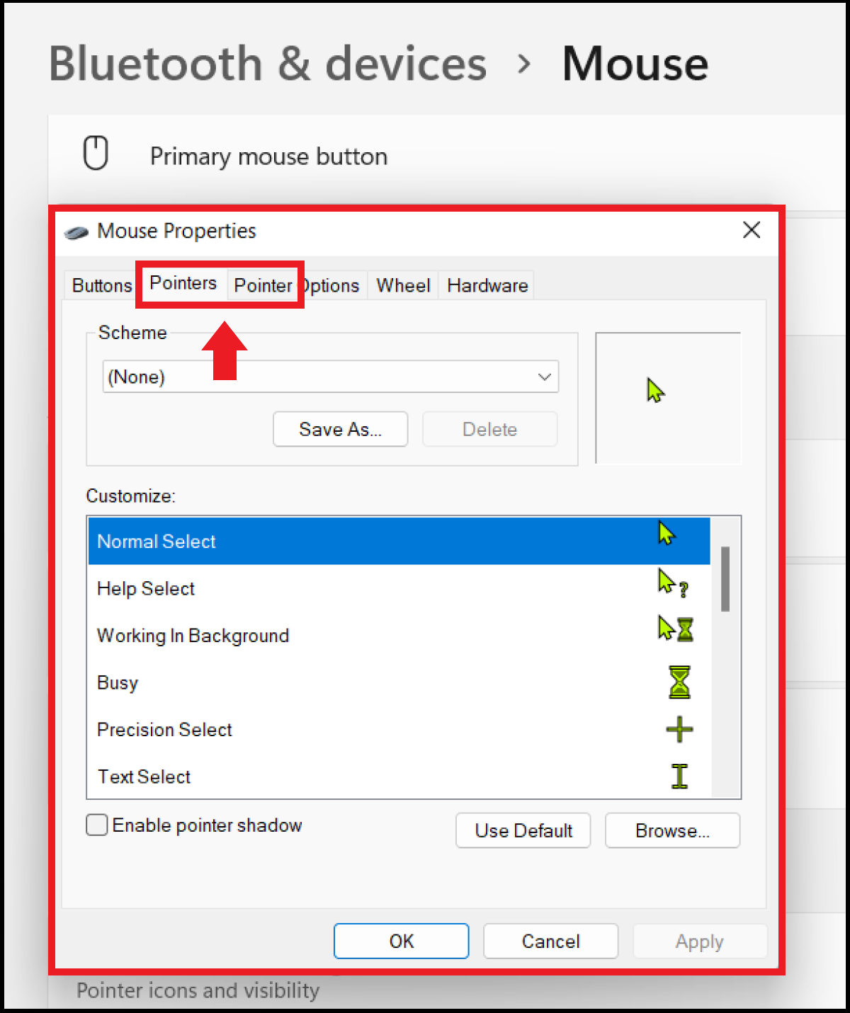 How to add trails to the mouse pointer in Windows 11