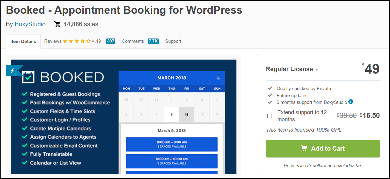The Booked plugin website