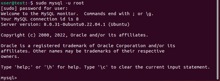 MySQL login in Ubuntu terminal MySQL login in Ubuntu terminal