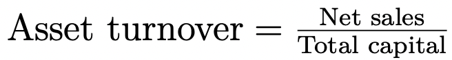 Asset turnover: Formula Image: Asset turnover: Formula