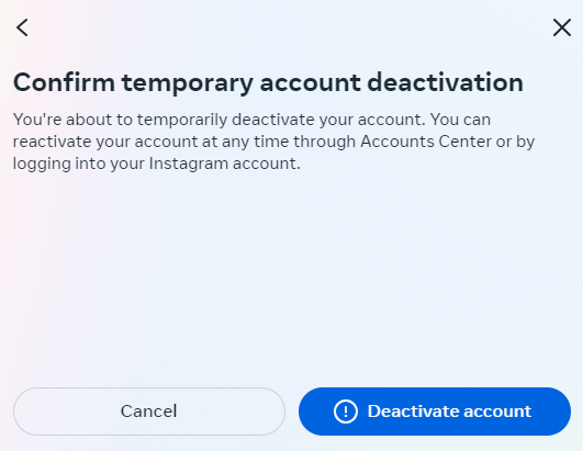 Confirm the deactivation Confirm the deactivation