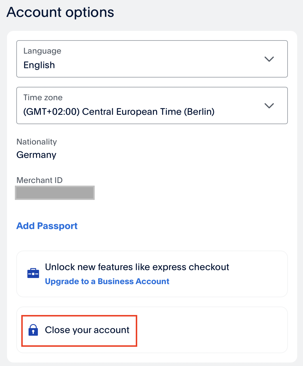 PayPal: Account options PayPal: Account options
