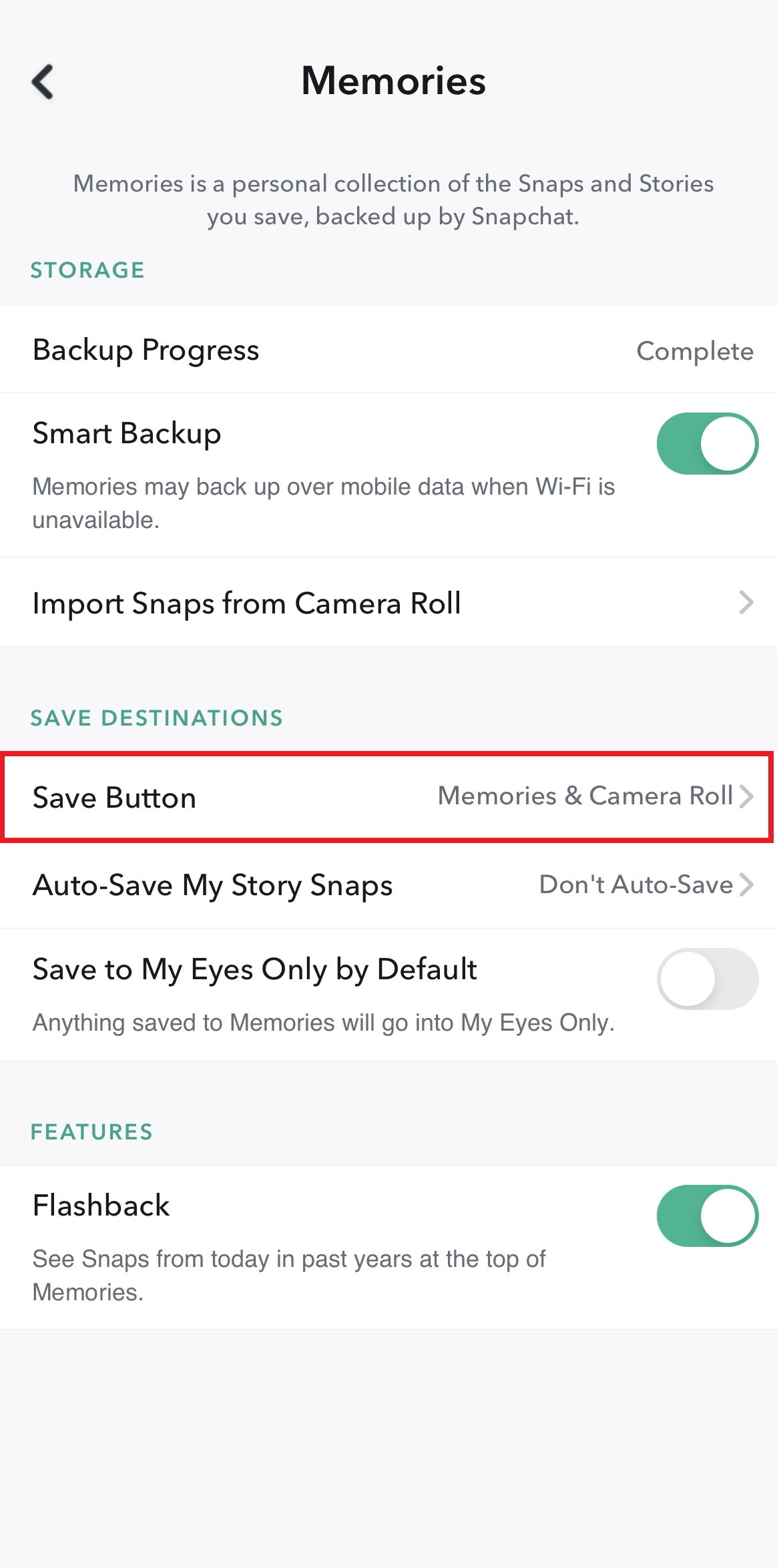Choose where to save snaps Choose where to save snaps
