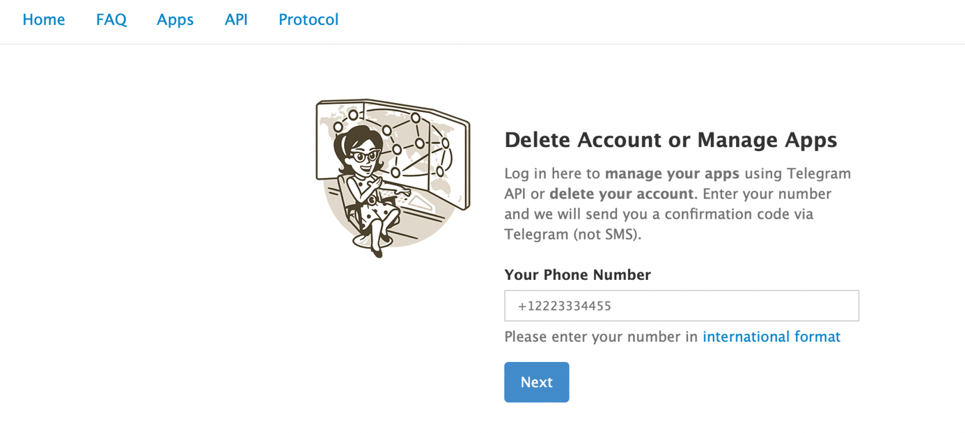 Telegram website in the browser Image: Telegram website in the browser