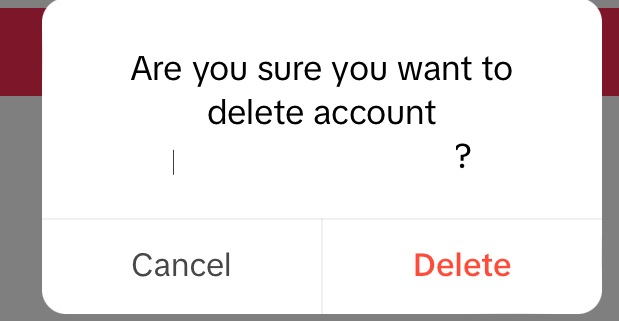 TikTok: Final confirmation of account deletion TikTok: Final confirmation of account deletion