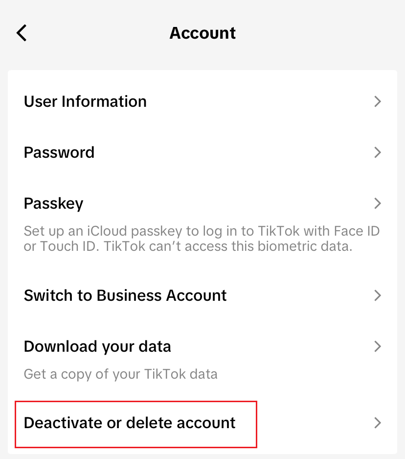 Account management on TikTok Account management on TikTok