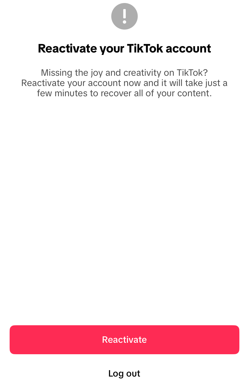 Reactivate TikTok account Reactivate TikTok account