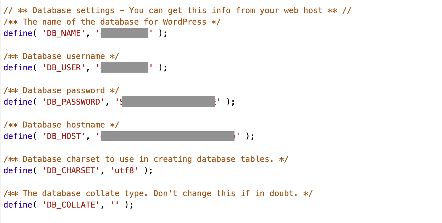 wp-config.php snippet Image: wp-config.php snippet