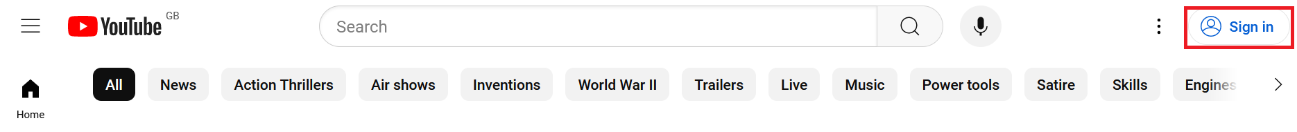 YouTube website: “Sign in” button Image: YouTube website: “Sign in” button