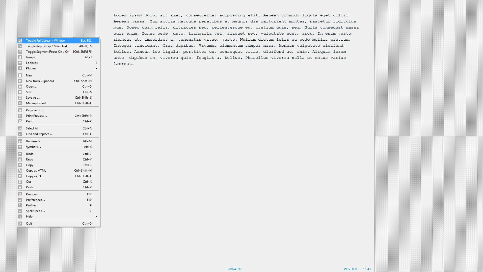 Screenshot of WriteMonkey