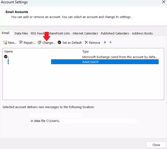 Outlook change sender: Select the account you wish to change Outlook change sender: Select the account you wish to change