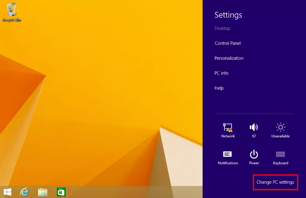 Image: Booting Windows 8 safe mode via the PC settings