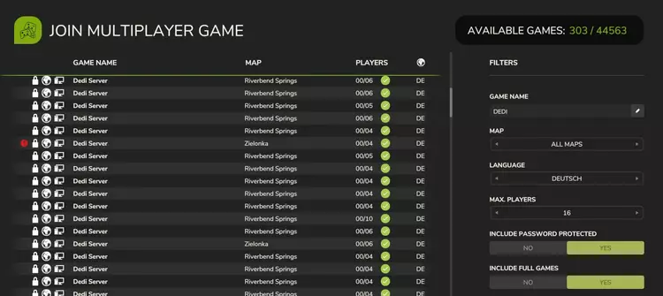 Server selection in Farming Simulator 25 Server selection in Farming Simulator 25