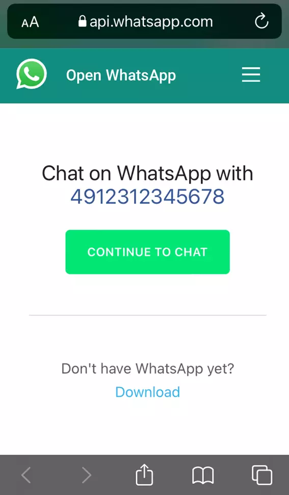 Image: Screenshot of wa.me