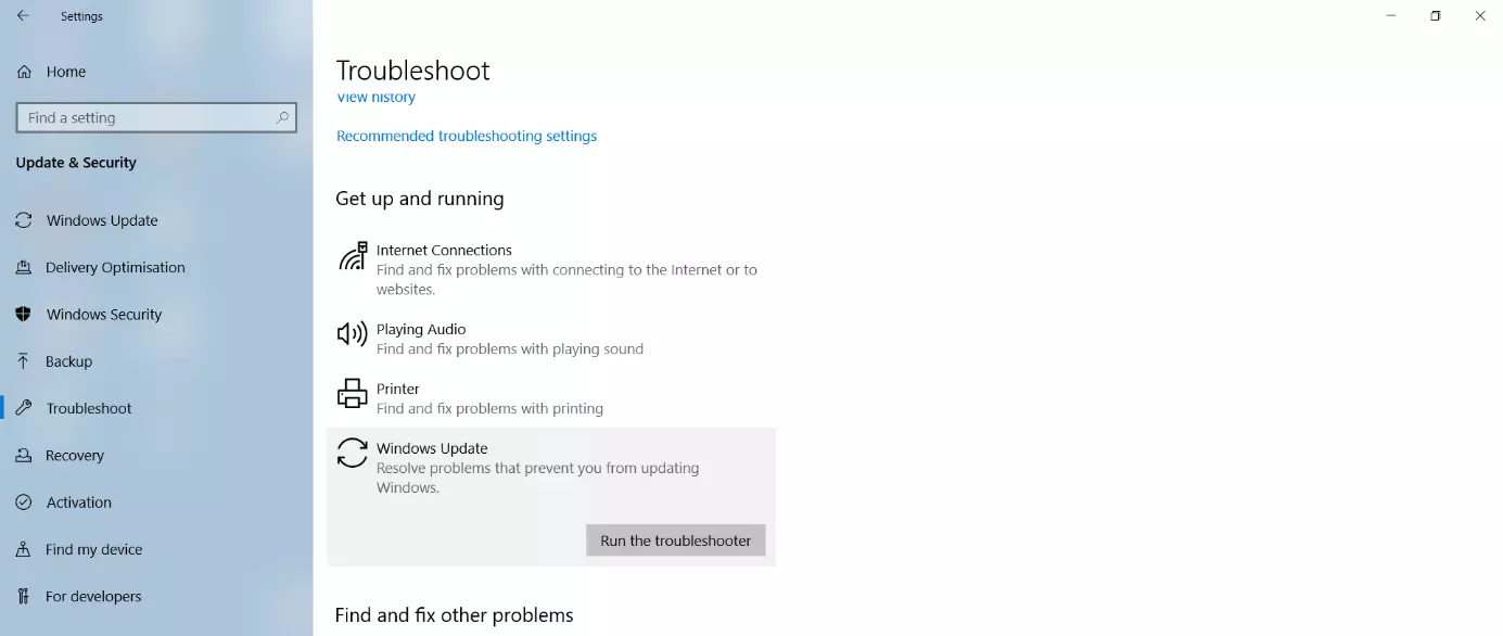 Image: Windows Update troubleshooting