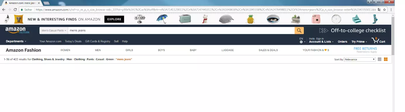 Image: Breadcrumb navigation screenshot on Amazon