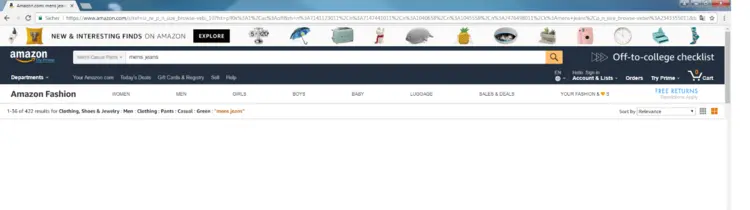 Breadcrumb navigation screenshot on Amazon Breadcrumb navigation screenshot on Amazon