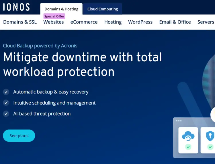 IONOS Cloud Backup screenshot IONOS Cloud Backup screenshot