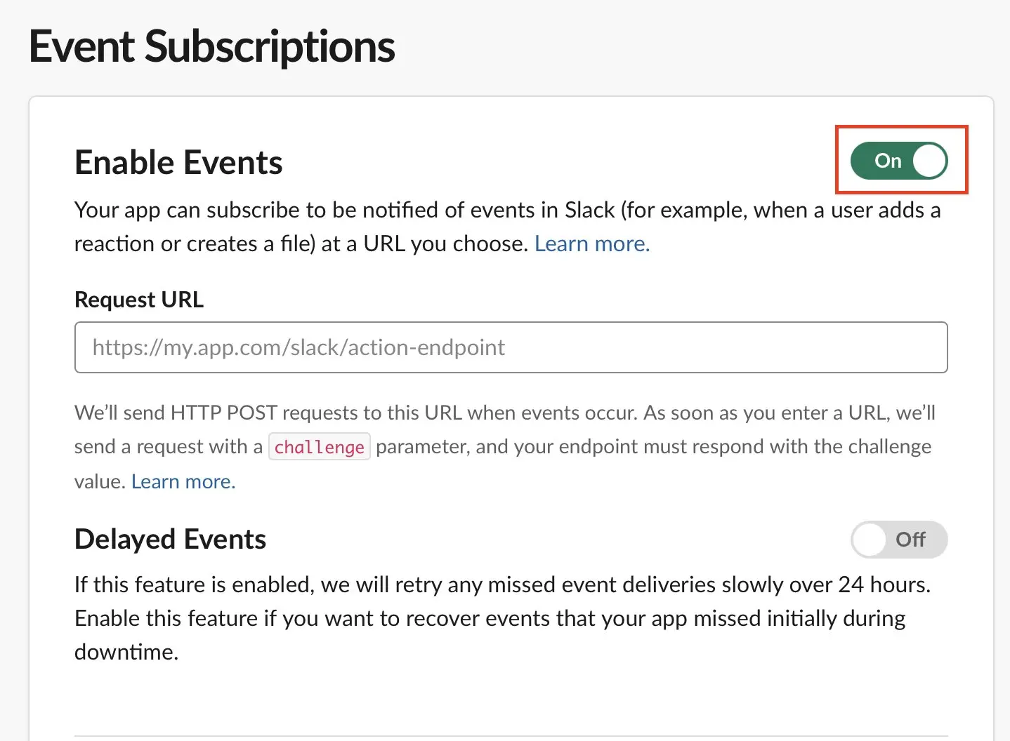 Slack: Event Subscriptions Image: Slack: Event Subscriptions