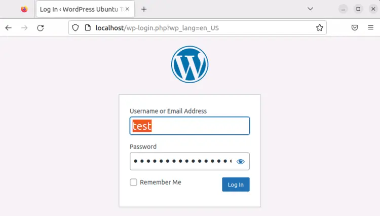 WordPress backend login page WordPress backend login page