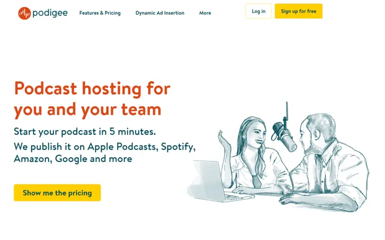 Screenshot of the Podigee website Screenshot of the Podigee website