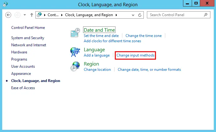 Change input methods Change input methods