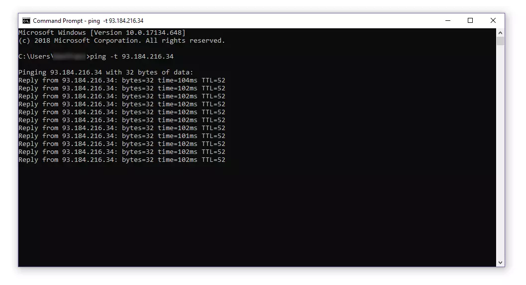 Image: Continuous ping in the Windows terminal