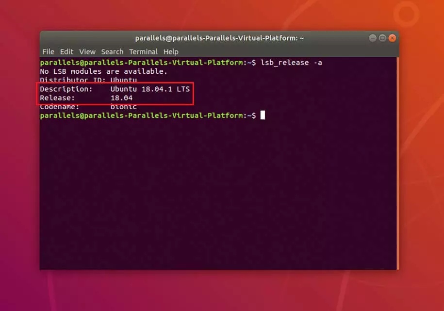 Image: View your version of Ubuntu in the terminal