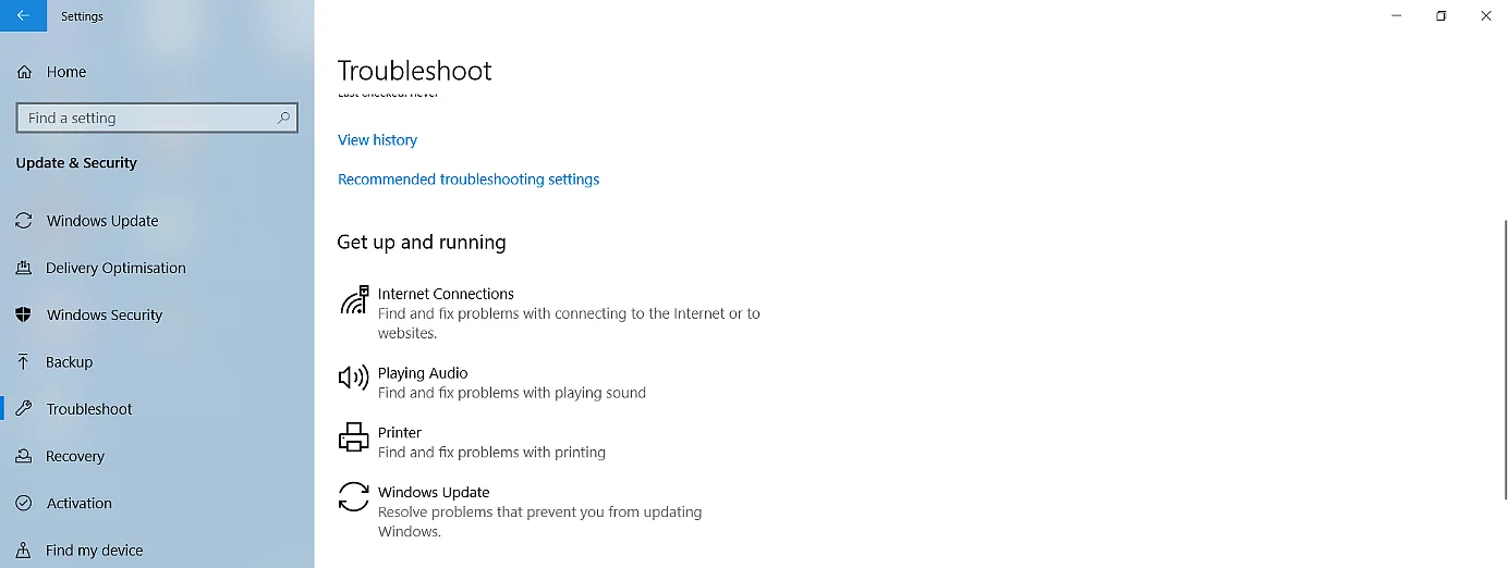 Image: Windows Update troubleshooter