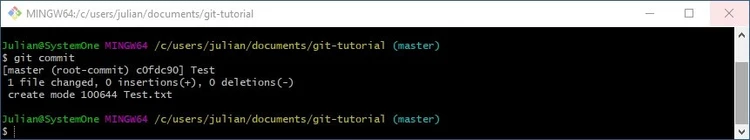 Git Tutorial: Git-Bash output after the “git commit” command Git Tutorial: Git-Bash output after the “git commit” command