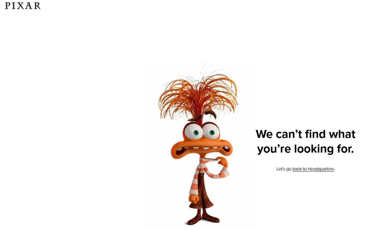 Image: 404 page for Pixar