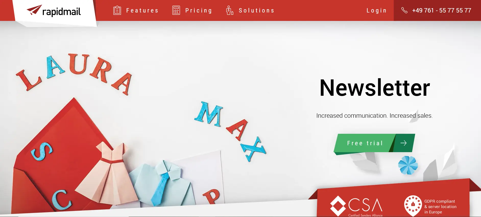 Image: Rapidmail website