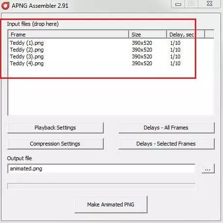 Image: APNG Assembler graphical user interface