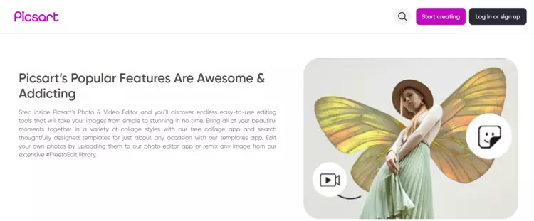 Screenshot of Picsart Photo Studio webpage Screenshot of Picsart Photo Studio webpage