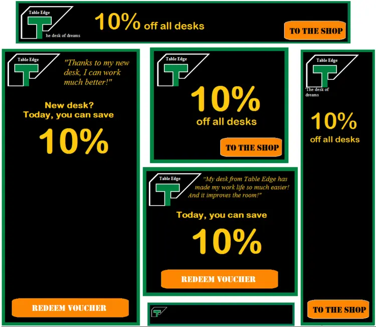 Buttons on advertisements of different sizes Buttons on advertisements of different sizes